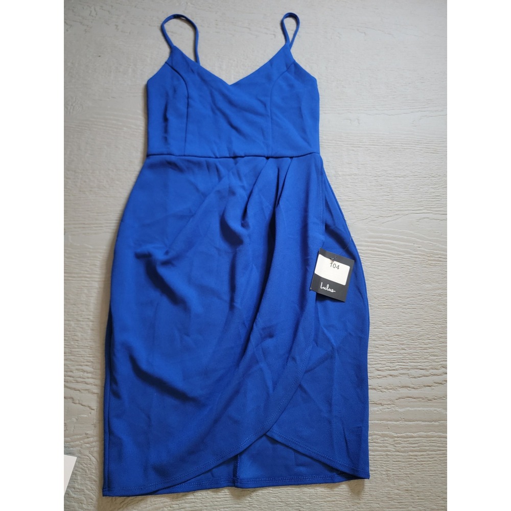 ♡Lulus Royal Blue Tulip Skirt Midi Dress XS New With Tags Cocktail Wedding